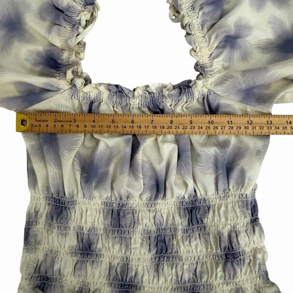 Levi's Tilly Smocked Blouse MEDIUM Starburst Cool Dusk Milkmaid Top Cottagecore‎ - Picture 9 of 11